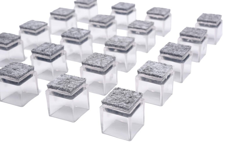 Furnigear Chair Leg Floor Protectors, Furniture Felt Pads Silicone Chair Leg Caps 7/8" Square Floor Protectors for Hardware (Clear gray-20 Pack) - Image 1